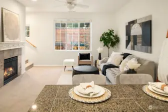 2nd floor family room with fireplace