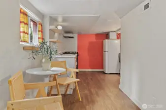 Lower level kitchen and dining space