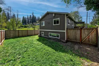 Fenced backyard.
