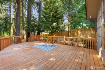 Private deck surrounded by beautiful Evergreens!
