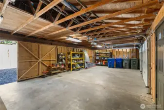 Spacious Garage with Extra Storage/Shop Bay