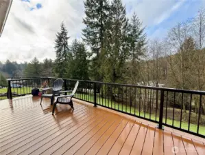 Front deck looking towards fruit trees and driveway
