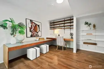 The 5th bedroom has been used as an office. It is far from the living spaces and with a separate entrance.