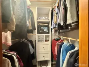 The primary suite walk-in closet.