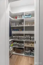 Pantry w/ Custom Shelving to maximize space.