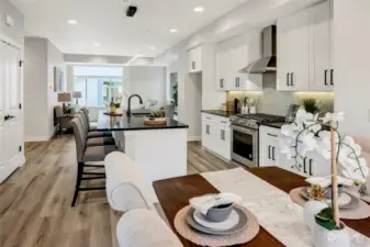 Dining room featuring large windows