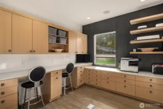 This craft room can double as a kids study space.