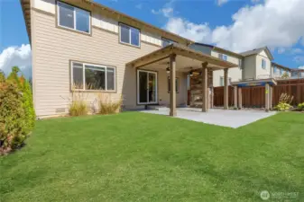 Shade cloth on left of covered patio