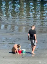 Low tide happens twice a day. Lots of fun to be had exploring this beach.