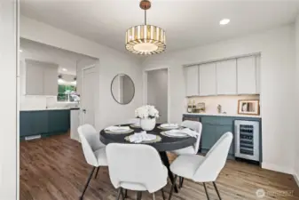 dining room looking towards wet bar and kitchen
