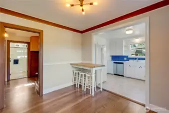 Easy flow into the kitchen for entertaining.