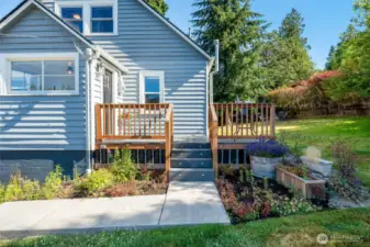 Back entrance and yard.