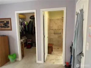 Primary has a walk in closet and private access to bathroom.