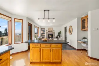 Kitchen opens to family room