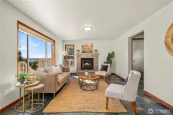 Another cozy fireplace in the Family room