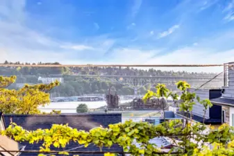 This view from the massive Western-facing window showcases Lake Union, Gas Works and the Olympic Mountains.