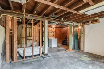 Renovations were started for a downstairs bathroom.