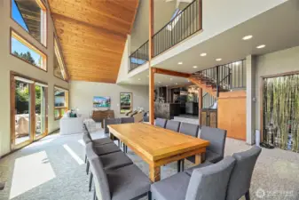 Exterior doors to side garden patio retreat and lakefront landscape  Cat door  Virtually staged