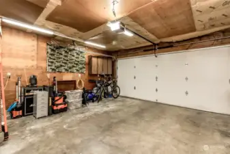 Garage has tons of storage and you can still fit your car in here!