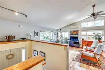 As you enter the front door, you will enter a light-filled living room. Vaulted ceilings, plenty of windows and mini-split for heating and cooling.