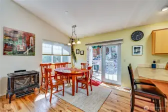 French doors lead out to the backyard.