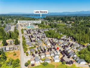 Aireal view of South Lake Stevens.