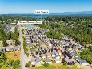 Aireal view of South Lake Stevens.