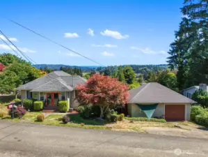 Home and detached garage.