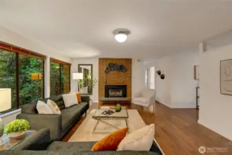 wood burning fireplace