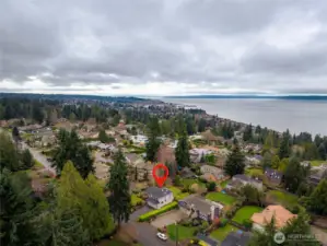 Aerial veiw looking towards Edmonds Ferry