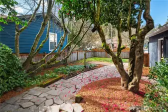 The garage sits on a level lower portion of the lot and is absolutely gorgeous.