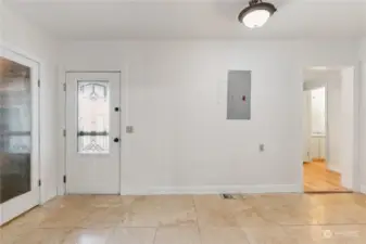 Gorgeous window door in bonus room/mud room.  Space!!!!