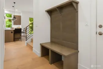 Convenient mudroom off 2 car garage leads directly into kitchen