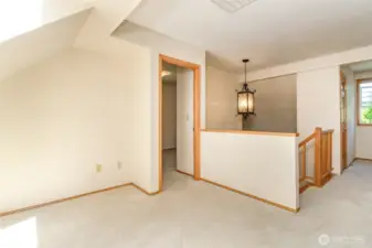 Nice space for your creativity at the top of the stairway landing area.