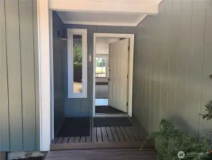 Front porch with covered entryway.