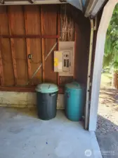 Electrical panel just to the right of the garage.