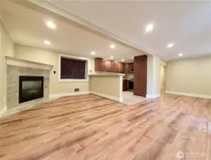 ADU Kitchen and Living Room | Gas fireplace