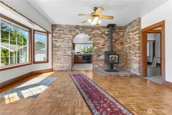 Wood stove in living room can heat the whole house
