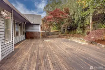 Large deck made out of Mahogany wood