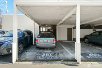 A dedicated covered parking space #351