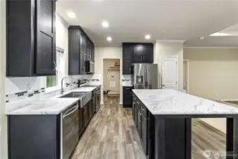 Kitchen with Utility room entrance at end