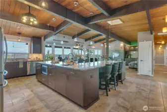 View from Kitchen to dining and living