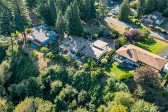 Aerial view of home in center