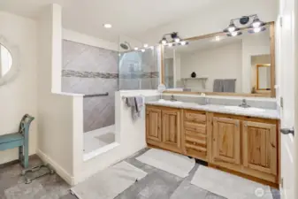 walk in shower in main suite