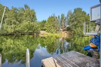 Hop aboard your kayak or paddle board from your private float...