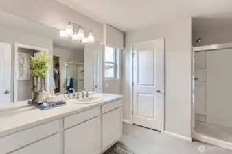 Primary bathroom of model of Rose plan (for representational purposes only)