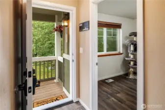 Entry view and showing den, office or 4th bedroom on main level.
