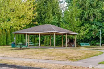 Neighborhood gazebo, tables & benches.