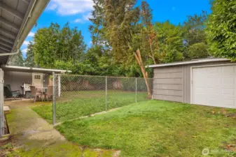 Backyard with Detached Garage