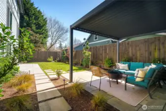 Nicely landscaped , private, fenced back yard